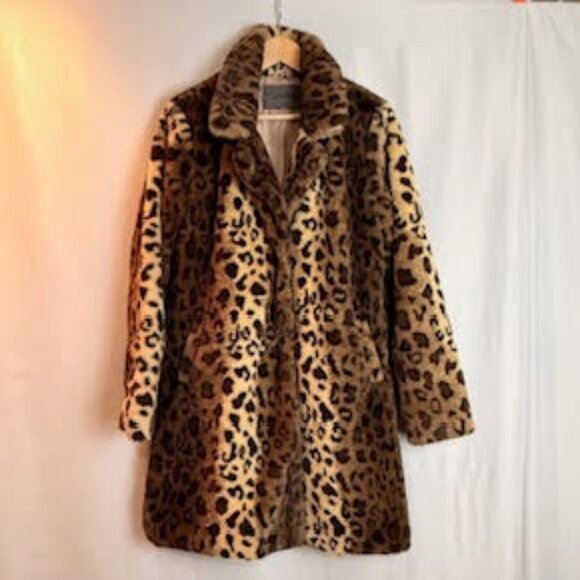 Cavalini Faux Fur Leopard Print Coat Jacket Animal Print Plush Women’s XL - Picture 1 of 10